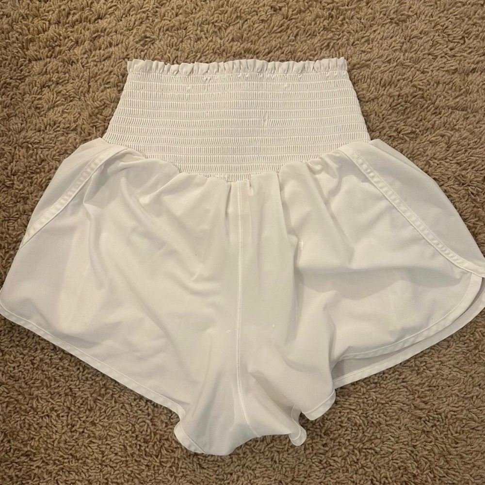 High-Waist White Women’s Smocked Waist Shorts Aerie